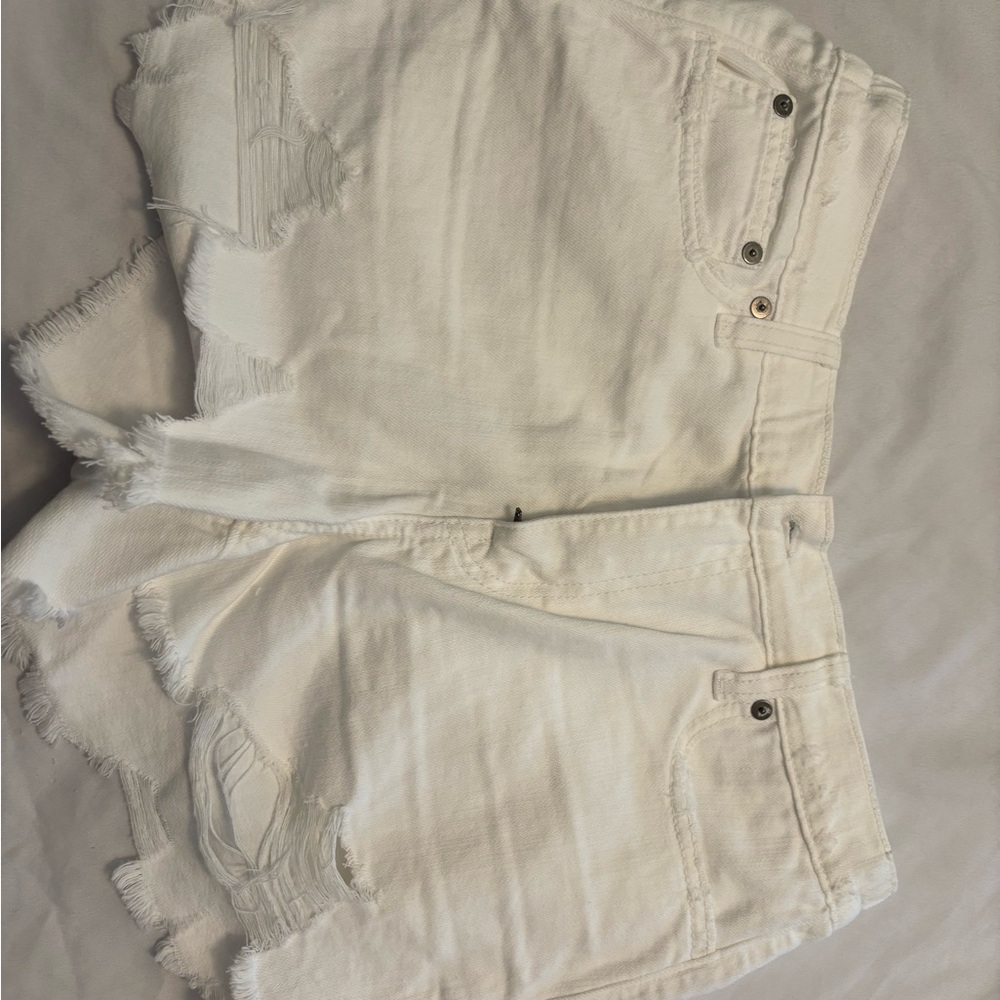 Aerie daydream Women's White Distressed Denim Shorts white